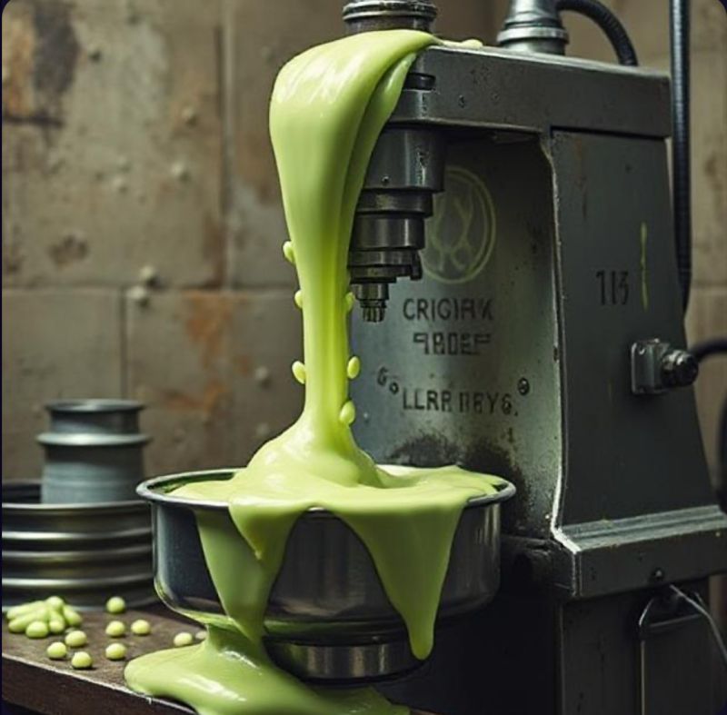 An AI-generated image of "a machine creating slop", because irony thrives at Casa Del Shep